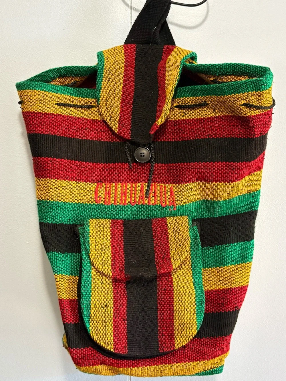 Artesanias San Martin Chihuahua Mexico Woven Striped Boho Backpack